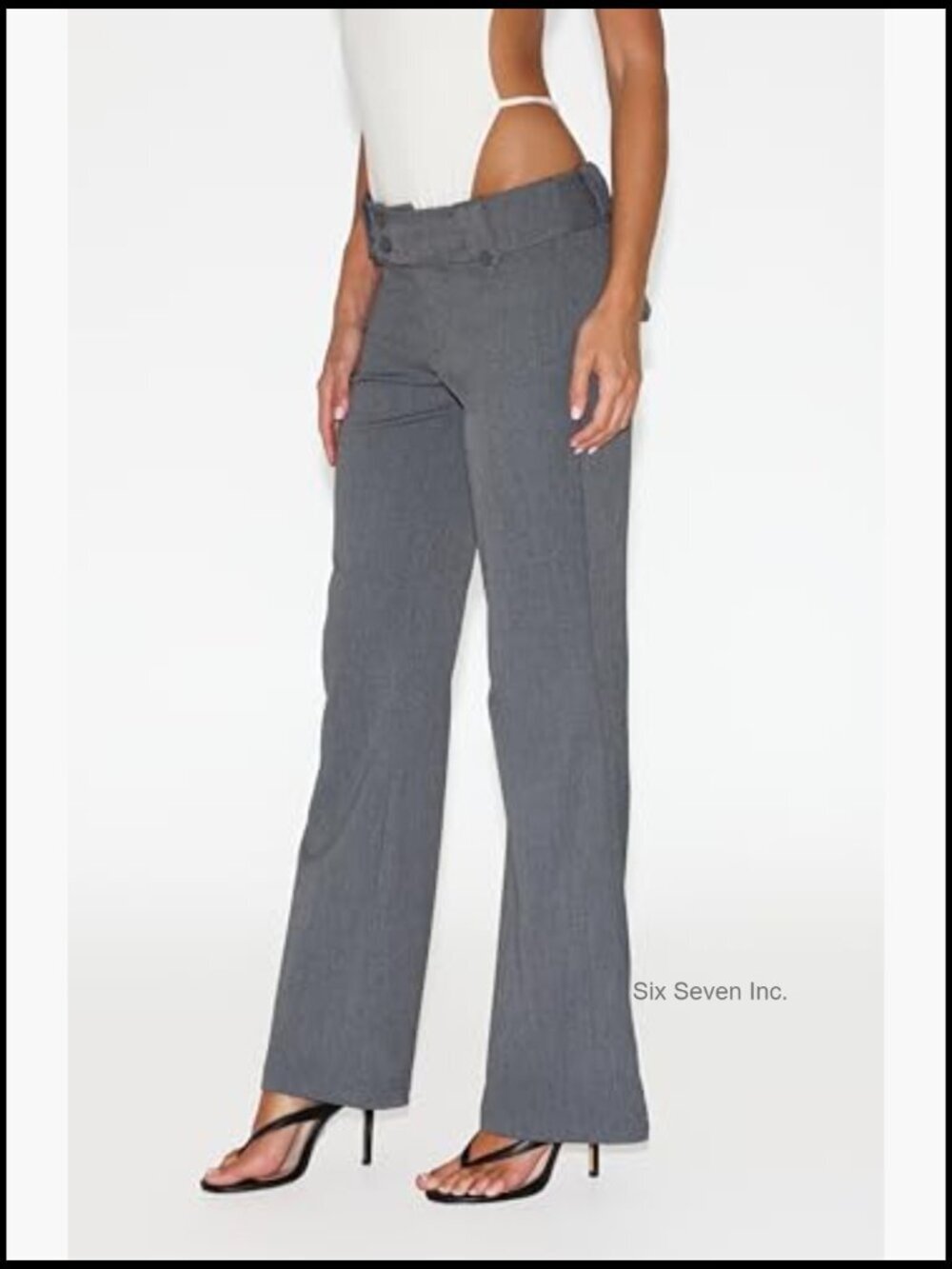Low-Rise Trousers with Buttoned Waistband and Flare Leg - Picture 4 of 7